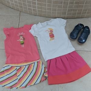 Girls size 6 gymboree skirt shirt sets and shoes